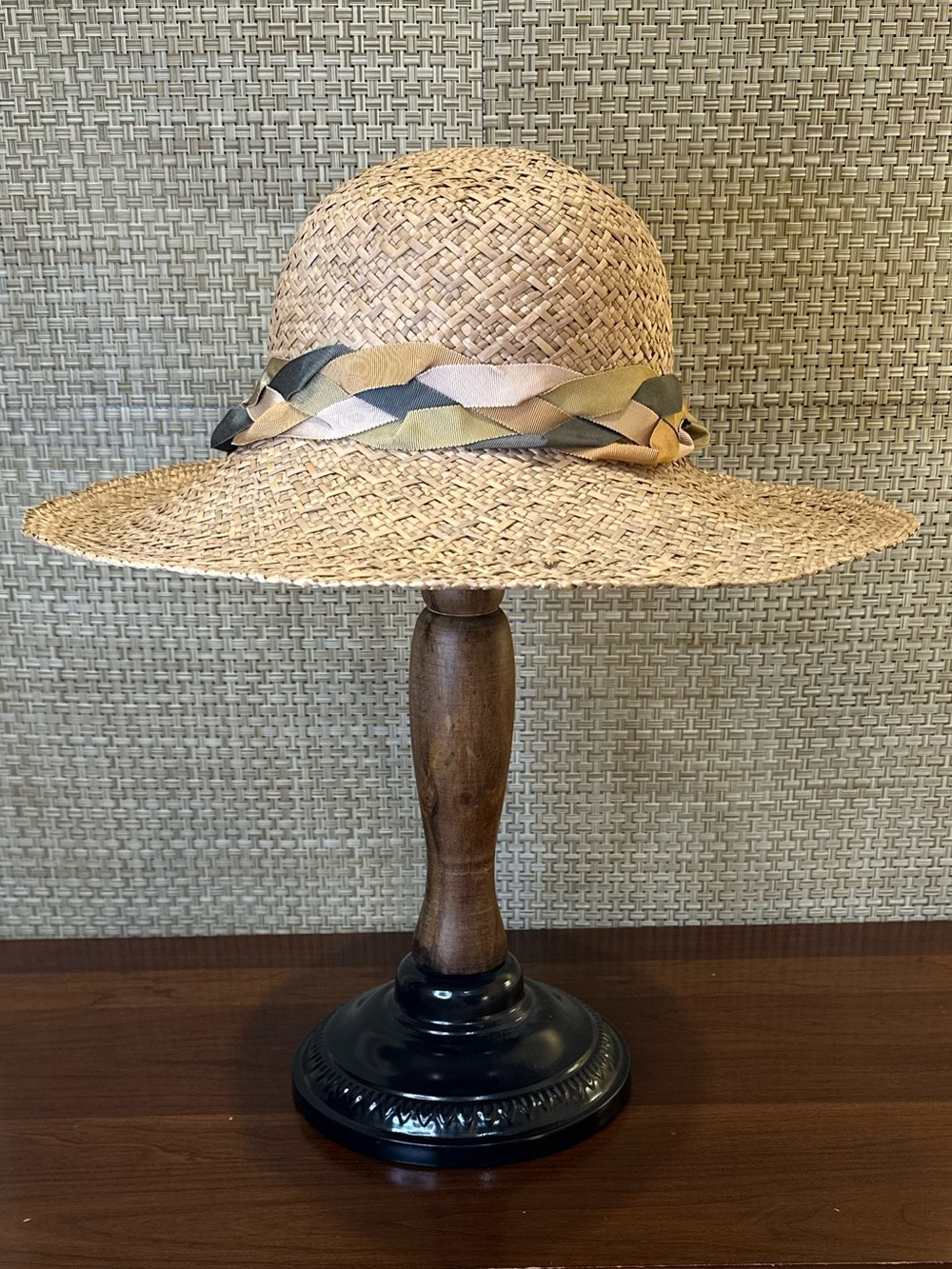 🌟HP🌟VTG 1970s–1980s Designer Andrew Wilkie London Barneys NY Handwoven Straw Hat